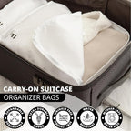 8 Piece Compression Packing Cubes Set - Double Capacity Design for Travel - Small, Medium & Large Sizes - Carry-On Suitcase Organizer Bags (White)
