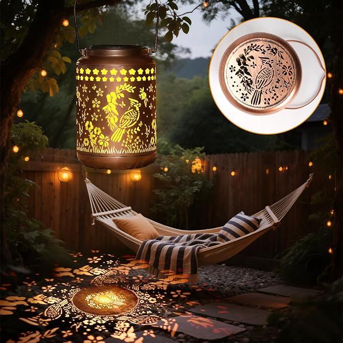 Cardinal Solar Lantern Outdoor Cardinal Decor Garden Decor Waterproof Decor Light Hanging Solar Lights Yard Decor, Gifts for Women Gifts for Mom Gifts for Grandma Cardinal Gifts