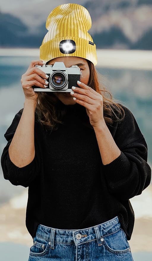 ATNKE LED Lighted Beanie Hat,USB Rechargeable 4 LED Running Headlamp Bright Cap with The Light Gifts for Men and Women