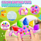 Pink Dinosaur Color Sorting Sensory Toy for Toddler Girls, Montessori Toys Fine Motor Skill Calm Down Fidget for Classroom Activities Aged 2 3 4 Year Old Kid Valentine Easter Basket Stuffers Gifts