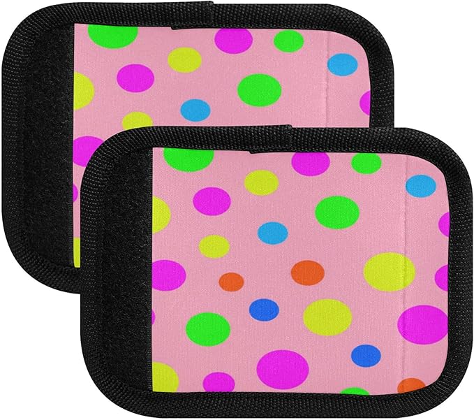 4 Pack Polka Dots Luggage Handle Wrap, Detachable Luggage Tag, Neoprene Suitcase Wrap with Comfort Grip & Bright Identifier for Suitcase, Travel Bag, Sports Bag