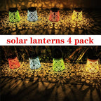 4pack Solar Lanterns Outdoor Waterproof Hanging Lights Gifts for Women Metal Small Decorative LED Lanterns for Yard, Patio, Lawn, Tabletop, Pathway, Landscape, Garden Decor