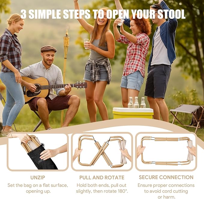 Camping Stool,2-Pack Portable Folding Stool with Carry Bag, 12in Portable Folding Chair Collapsible Camp Stool Outdoor Footstool for Travel Walking Hiking Fishing Picnic (Khaki(2-Pack))