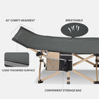 Folding Camping Cot for Sleeping, Portable Cots for Adults, Heavy Duty Cot Bed 550LBS(Max Load), Extra Wider Cots with Large Pocket for Outdoor, Office, Beach