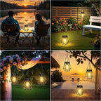 KOOPER 4 Pack Hanging Solar Lanterns Outdoor Waterproof, Metal Solar Powered Lantern Lights, Bright Diamond Shape Lantern with Hook, Outdoor Decorative Lanterns for Patio Porch Garden Yard Decor Gift