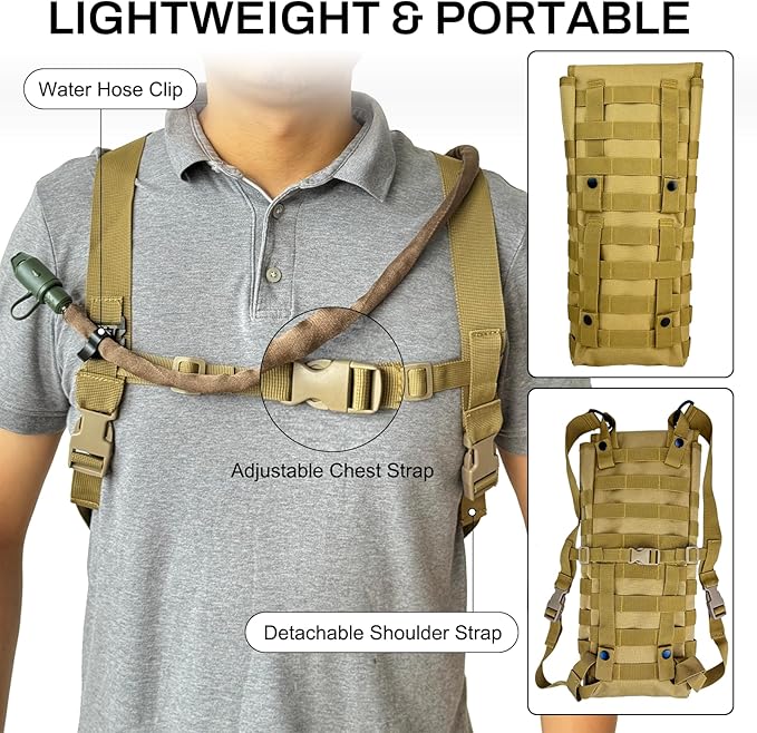 5L Hydration Pack, Water Backpack with 3L Water Bladder, MOLLE System for Outdoor Hiking, Biking, Running