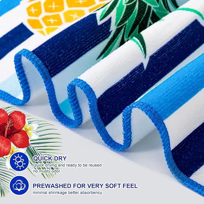 Redbaker 16 Packs 59 x 28 inches Oversized Mixed Style Beach Towel Bulk Extra Large Pool Towels Set Microfiber Quick Dry Swim Towel Blanket for Women Men Adult Bath Travel(Fresh Colors)