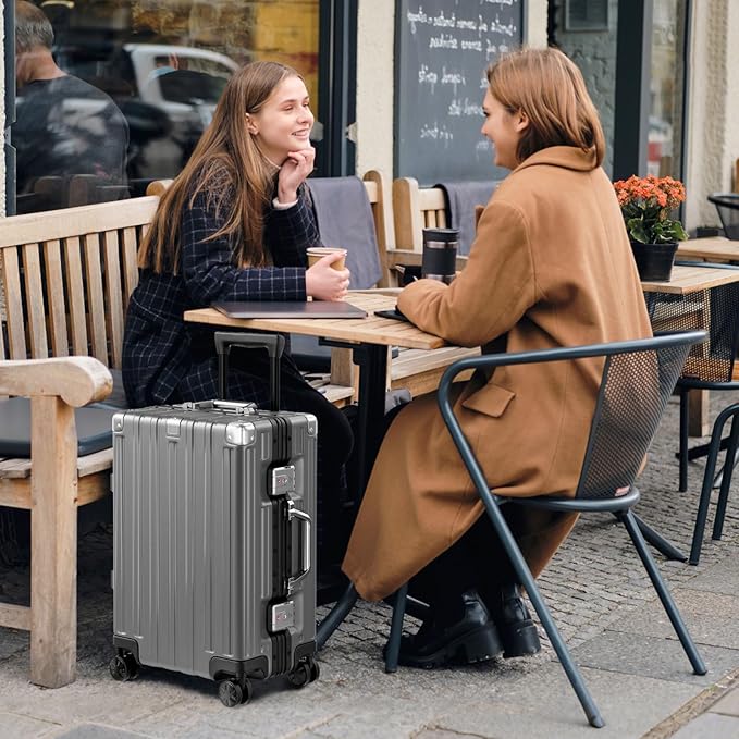 Krute Aluminum Frame Carry On Luggage 20 Inch Zipperless Luggages USB Charger Hardside PC Suitcase With Spinner Wheels Airline Approved Hard Shell Suitcases with TSA Lock (1 Piece)
