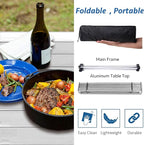 Grope Small Folding Camping Table with Aluminum Table Top, Beach Table for Sand with Carrying Bag,Prefect for Outdoor, Picnic, BBQ, Cooking, Festival (Silver-M)