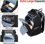 KROSER Travel Laptop Backpack 17.3 Inch XL Computer Backpack with Hard Shell Saferoom RFID Pockets Water-Repellent Business College Daypack Stylish Bag for Men/Women-Black Grey