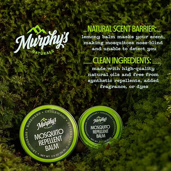 Murphy's Naturals Mosquito Repellent Balm for Outdoor Patio, Hiking, Camping, Plant-Based Cedarwood, Lemongrass & Rosemary, DEET-Free, 2oz, 2-Pack