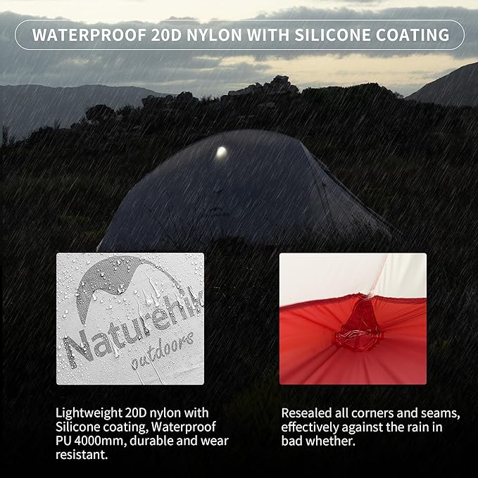 Naturehike Cloud-Up 1 Person Tent, Lightweight Backpacking Tents for One Man, Waterproof Ultralight One Person Tent for Camping Hiking Backpacking