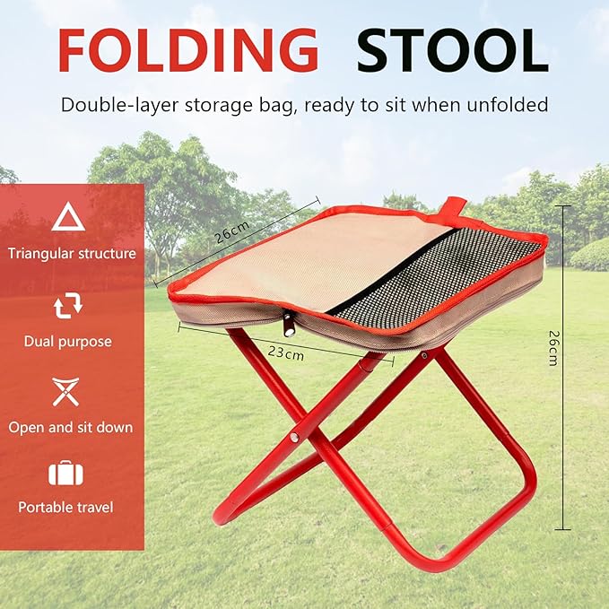 Mini Easy Carry Outdoor Chair Mountaineering and Hiking, New Lightweight Portable Stool with Carrying Bag, Pocket Chair for Gardening and Beach Hiking Fishing,Foot Stool to 330lb