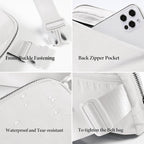 ODODOS Unisex Mini Belt Bag with Adjustable Strap Small Fanny Pack for Workout Running Traveling Hiking, White