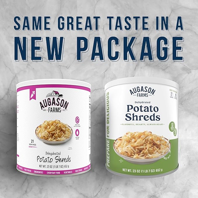 Augason Farms Dehydrated Potato Shreds Can - Gluten Free Dehydrated Survival Food with Long Shelf Life - Emergency Food Supply for Camping, Prep & Everyday Meals - 31 Servings