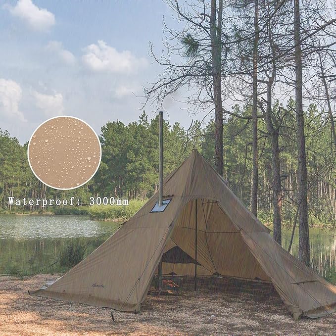 FireHiking Camping Hot Tent 4-8 Person Tipi Tent with Stove Jack for Bushcraft, Cooking and Heating