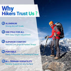 Lightweight Aircraft-Grade Aluminum Trekking Poles - 2 Sticks with Quick Lock System and Extended Down Grip Plus 12pc-Accessory Kit, Telescopic, Ultralight for Hiking, Camping, Walking, Trekking