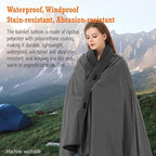 4-in-1 Large Camping Blankets - Waterproof, Windproof Fleece Outdoor Blankets for Stadium, Sports, Car, Concert - 81"x57", Portable (Dark Gray)