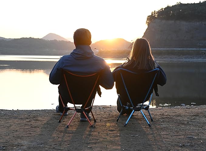 MARCHWAY Lightweight Folding Camping Chair, Portable Foldable Compact for Outdoor Camp, Travel, Beach, Picnic, Festival, Hiking, Backpacking, Supports 330Lbs (Orange)