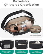 BAGSMART Large Capacity Fanny Packs for Women, Adjustable Fashion Waist Packs with Multiple Pockets, Durable Belt Bag for Traveling Workout Hiking, Pink