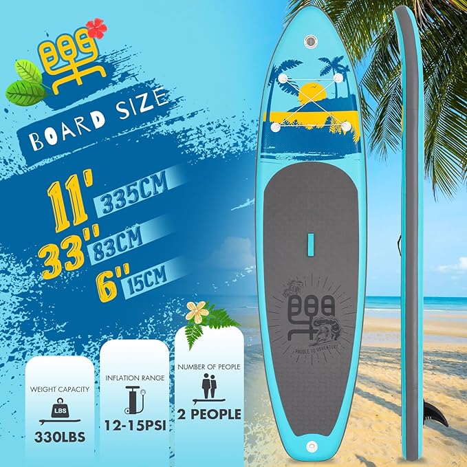 FunWater Inflatable Stand Up Paddle Board with Premium SUP Paddleboard Accessories, Anti-Slip EVA Deck, 11'/10'6'' Paddle Boards for Adults & Youth of All Skill Levels