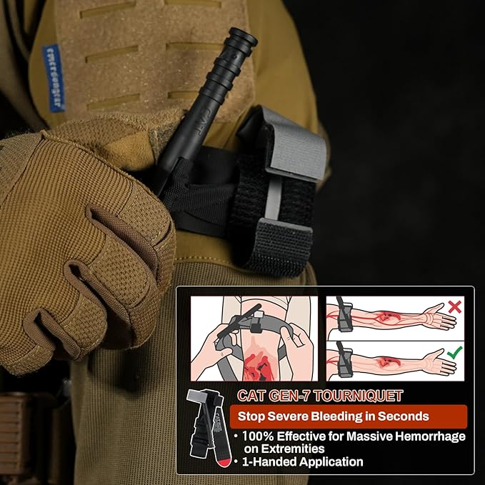 RHINO RESCUE IFAK Refill Kit 17Pcs with CAT Gen-7 Tourniquet, Emergency Tactical First Aid Kit Medical Supplies, IFAK Trauma Kit Combat Pack for Trauma Wound Care, Gunshot, Survival, Car & Camping