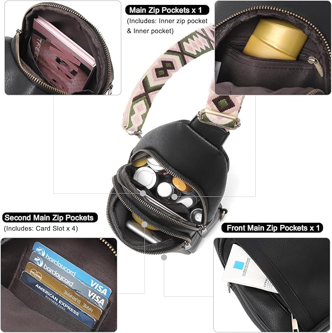 CLUCI Crossbody Bags for Women Men,Leather Sling Bag Cross Body Backpack for Woman Gifts for Women Birthday Unique