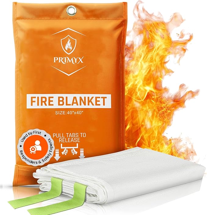 Emergency Fire Blanket 40"x40" (1-Pack) – Fireproof Survival Blanket for Home, Kitchen, RV & Camping – Smothers Grease & Electrical Fires – Reusable, Pet & Family Safe Fire Safety Gear