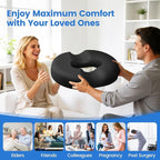 Donut Pillow for Tailbone Pain, Hemorrhoids - Cooling Gel Memory Foam Chair Seat Cushion for Office, Home & Wheelchair, Ergonomic Chair Pad for Pregnancy, Sciatica, Coccyx (XL, Black)