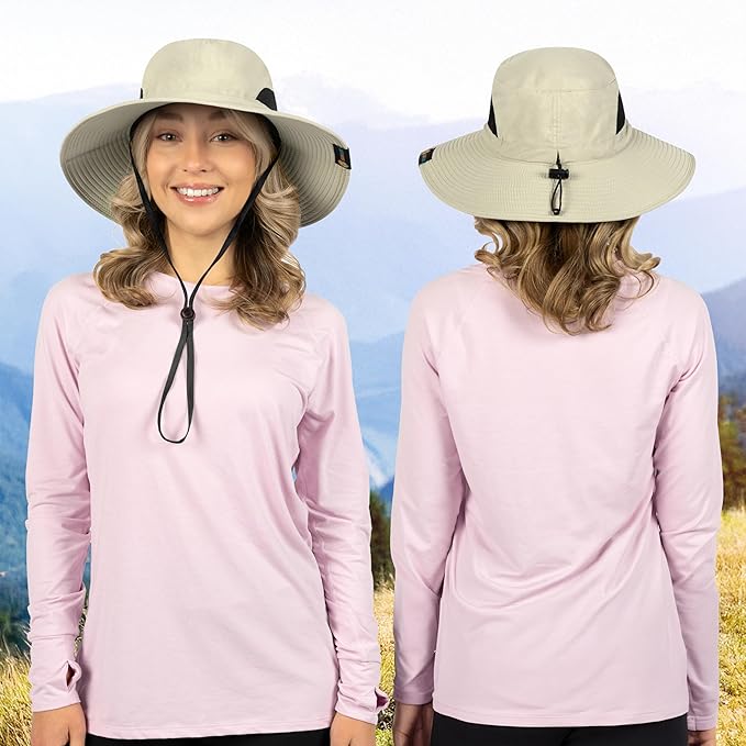 SUN CUBE Wide Brim Sun Hat Men Women, Fishing Hats Sun UV Protection, Mens Hiking Bucket Hat Safari Beach Boonie, UPF 50+