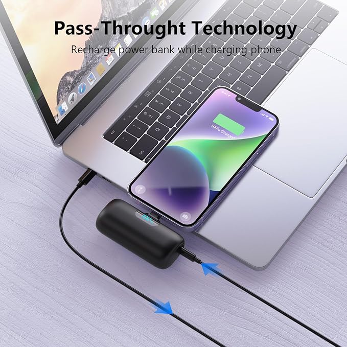Mini Portable Charger for iPhone 14/13 Series,Upgraded 5000mAh PD Fast Charging Battery Pack,LCD Display Cute Power Bank Portable Phone Charger for iPhone 14/14 Pro Max/13/12 Pro/11/XS/XR/X/8/7/6