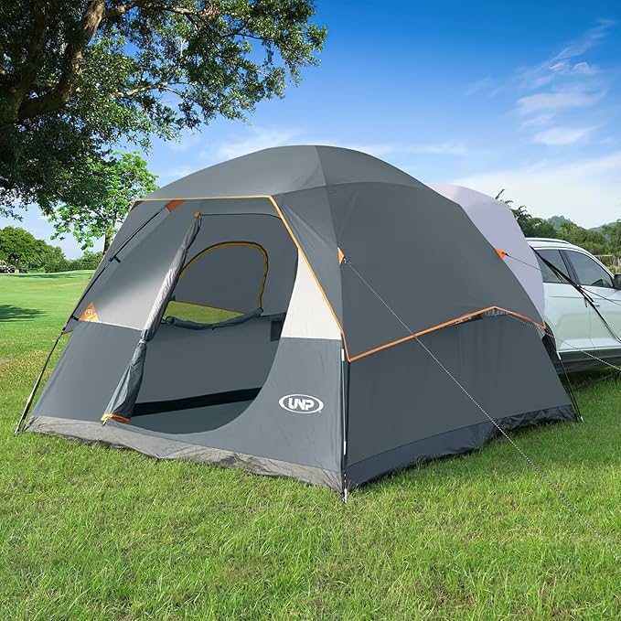UNP SUV Dome Tent for Camping, Outdoor 6 Person Car Camping Tent, Easy Set Up SUV Tailgate Tent with Rainfly 10' x 10' Vehicle Camping Tent