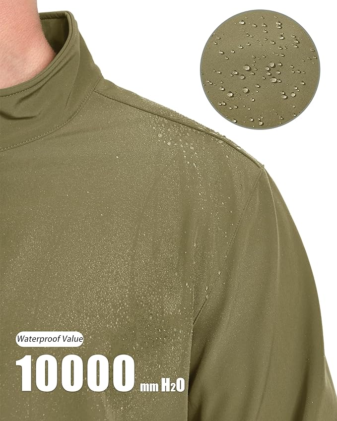 MAGCOMSEN Men's Fleece Lined Softshell Jacket Waterproof Windbreaker Rain Jacket for Tactical Hiking