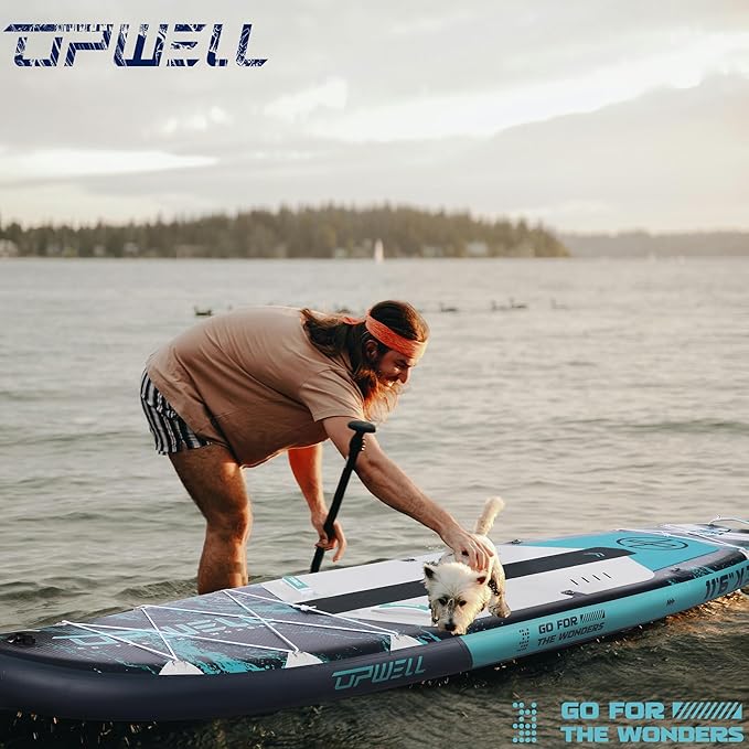 UPWELL 10'6"/11'/11'6" Inflatable Paddle Board, Stand Up Paddlboard for Youth & Adults, Stable Design, Premium SUP Accessories, Backpack, Leash, Hand Pump, Fins