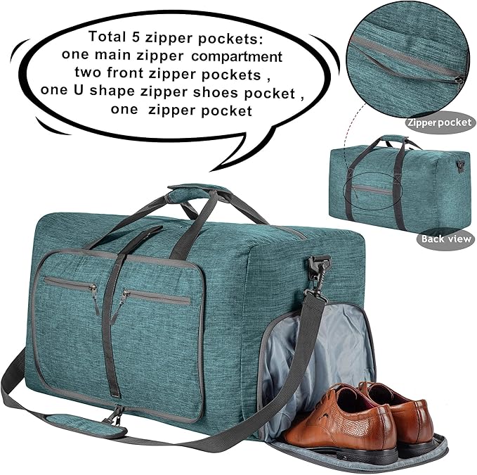 Vomgomfom Travel Duffle Bag for Men,65L 85L 115L Foldable Travel Duffel Bag with Shoes Compartment Overnight Bag for Men Women