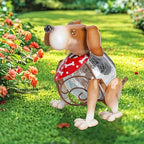 MUMTOP Solar Lanterns Outdoor Waterproof LED Crackle Glass Globe Solar Lights Decorative Dog Tabletop Lantern Metal Yard Art for Patio Garden Table Decor