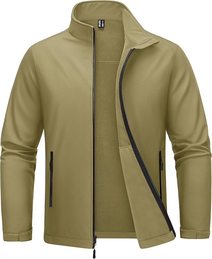 MAGCOMSEN Men's Fleece Lined Softshell Jacket Waterproof Windbreaker Rain Jacket for Tactical Hiking