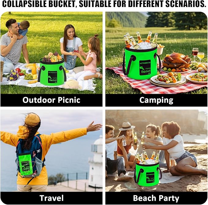 AUTODECO 20L Collapsible Bucket 5 Gallon Water Container Folding Water Bucket with Handle Portable Wash Basin