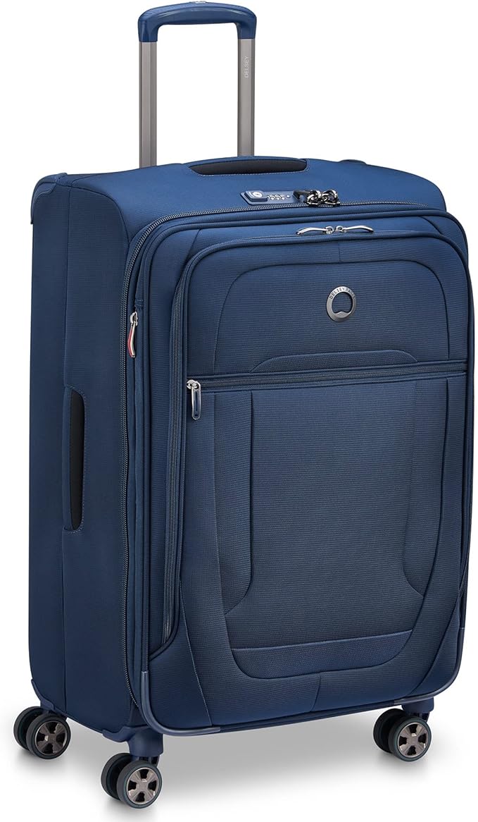DELSEY PARIS Helium DLX Softside Expandable Luggage with Spinner Wheels, Navy Blue, 3 Piece Set (20/25/29)