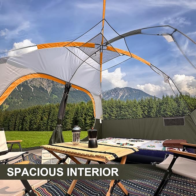 CAMPROS CP Tent 8 Person Camping Tents, Waterproof Windproof Family Tent with Top Rainfly, Large Mesh Windows, Double Layer, Easy Set Up, Portable with Carry Bag, for All Seasons