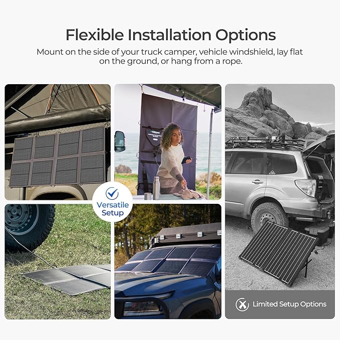 Renogy 200 Watt Solar Panel Blanket, N-Type Portable Foldable Solar Panels, 25% High Efficiency Lightweight 8-Fold Space-Save, QC3.0 USB-A&Type-C Output, For Camping, RV, SUV, Marine, Off-Grid Outdoor