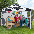 EAGLE PEAK Pop Up Canopy Tent with 1 Sidewall, Easy Setup Event Tent, Outdoor Sun Shade, Wheeled Carry Bag, Stakes and Guy Ropes, Instant Canopy 10x10, Cow Print