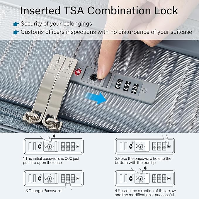 Hard Shell Suitcases 24 Inch Check in Luggage with Spinner Wheels Cup Holder, Lightweight Top Opening Expandable Luggage Hard Case Rolling Medium Checked Suitcase with Lock, Silver