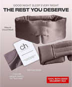 Colorado Home Co Cozy Silk Eye Mask - Blackout, Adjustable for Side Sleepers & Travel, Cloud Eye Covers, Mauve