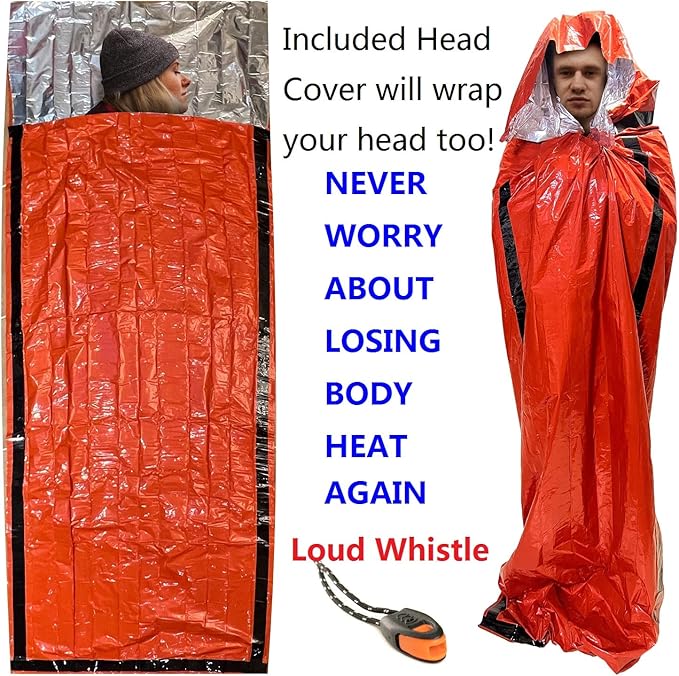 Emergency Bivy Sack Bivy Bag - Emergency Sleeping Bags 4 Pack Mylar Survival Sleeping Bag Emergency Bivvy Sack Waterproof Lightweight Foil Military Patriot Compact Gear Blanket Thermal Escape Camping