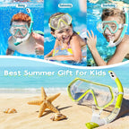Snorkeling Gear for Kids, Kids Snorkel Set for Ages 3-14, Anti-Fog Diving Mask and Dry Top Snorkel Combo Set, Unisex Swimming Goggles