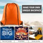 PLULON 6 Pcs Drawstring Bags Bulk Orange Drawstring Backpack String Backpack Cinch Sack Sport Gym Backpack Bags for Yoga Traveling Outdoor Sports