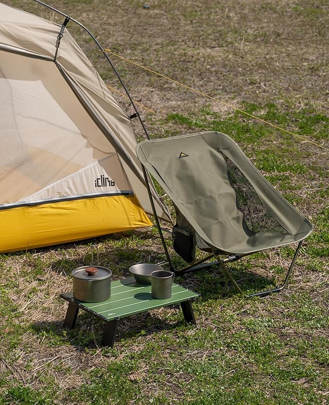 iClimb Ultralight Compact Mini Beach Picnic Folding Alu. Table with Carry Bag, Two Size (Green, S)