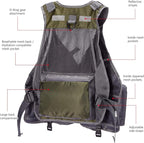 BASSDASH Strap Fishing Vest Adjustable for Men and Women, for Fly Bass Fishing and Outdoor Activities