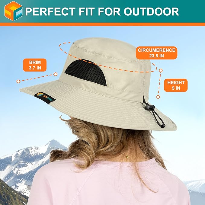 SUN CUBE Wide Brim Sun Hat Men Women, Fishing Hats Sun UV Protection, Mens Hiking Bucket Hat Safari Beach Boonie, UPF 50+